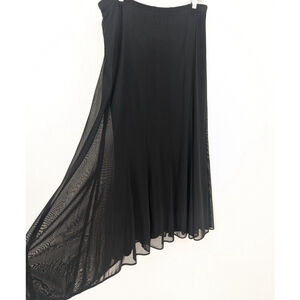 J Jill‎ Black Mesh Sheer Maxi Skirt Womens Medium